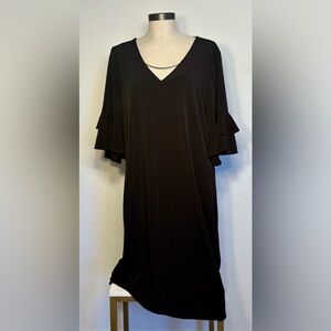 Calvin Klein Contemporary Black Bell-Sleeve V-Neck Dress - Sz XL